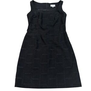 Alberto Makali Vtg Patch Embroidered Grid Sheath Dress Sleeveless Women Size 8